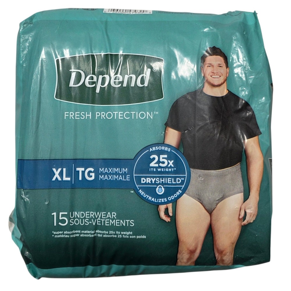 Depend Fresh Protection Maximum Absorbency‎ XL TG Men Underwear 15 Count